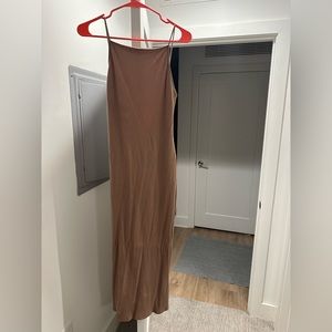 Long reformation knit open back dress